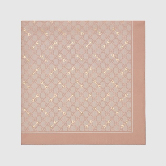 NEW AUTHENTIC GUCCI -GG PRINT WITH HORSEBIT SILK CARRÉ - Picture 7 of 17